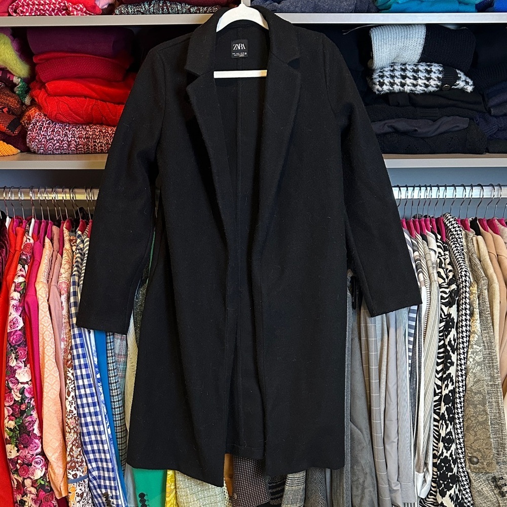 Zara black open front 2 pocket coat size S